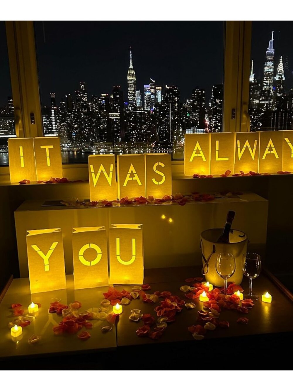 It Was Always You Light Up Letters, 30 Tea Lights & 000 Rose Petals